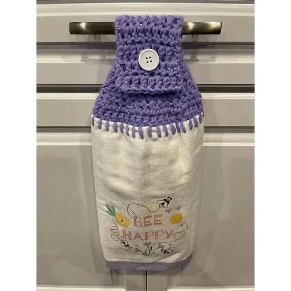 Crochet Top Kitchen Towel- Bee Happy - Picture 3 of 3